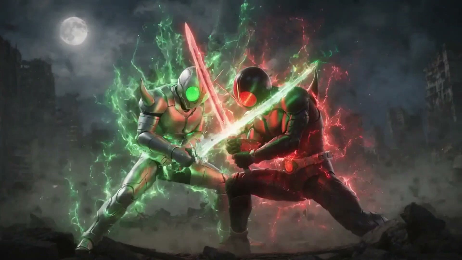 Duelo em animação 3D de tokusatsu produzido pela MotionAi studio